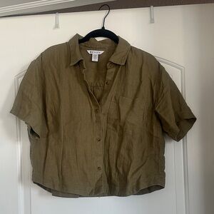 Athleta Retreat Linen Short Sleeve Shirt